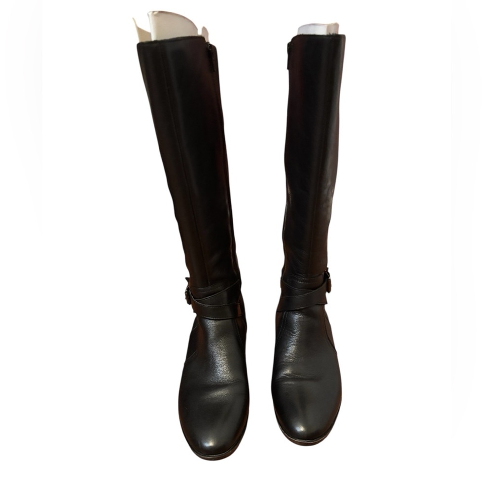 Naturalizer Wide Calf Black Leather Knee-High Boots - Picture 1 of 6